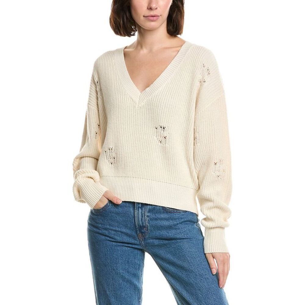 Labiz Womens  Lalamia V-Neck Sweater, White